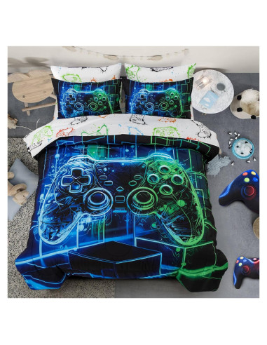Conjunto de Edredón Twin Un Buen Noche 5 Piezas Videojuego 3D