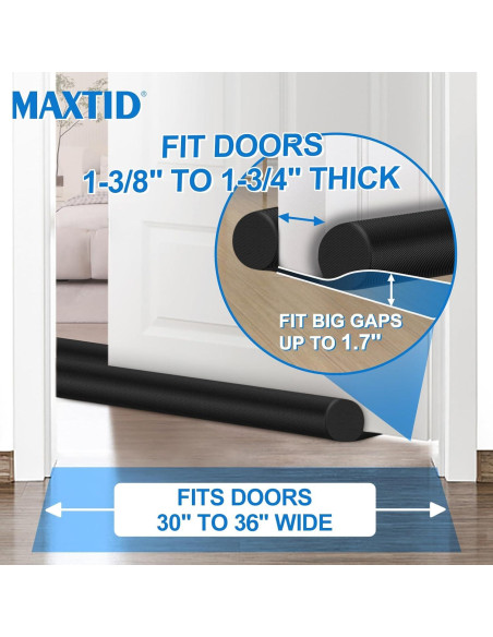 MAXTID Tapón de Draft Grande Negro 91,44 cm Ajustable MAXTID Tapón de Draft Grande Negro 91,44 cm Ajustable