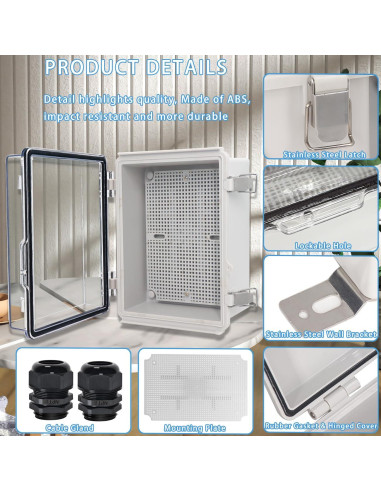 Caja de Conexiones Zulkit IP67 220x170x110mm Tapa Transparente