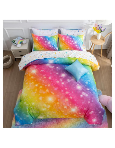 Juego de Ropa de Cama Twin 6 Piezas Un Buen Noche Arcoíris
