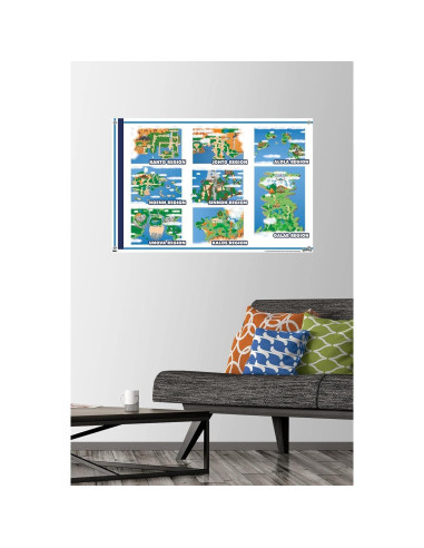 Póster de Mapa de Cuadrícula Pokémon Trends 56.6x86.4cm con Chinchetas