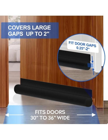 Tapones de Draft MAXTID para Puertas 91 cm Negro Aislante