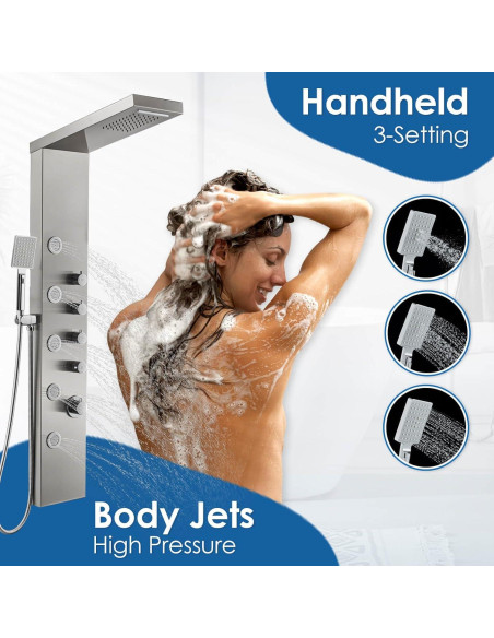 Panel de Ducha ROVOGO Acero Inoxidable 304 5 Jets 3 Funciones Panel de Ducha ROVOGO Acero Inoxidable 304 5 Jets 3 Funciones