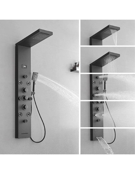 Panel de Ducha BWE 6 en 1 Acero Inoxidable Negro Mate Panel de Ducha BWE 6 en 1 Acero Inoxidable Negro Mate