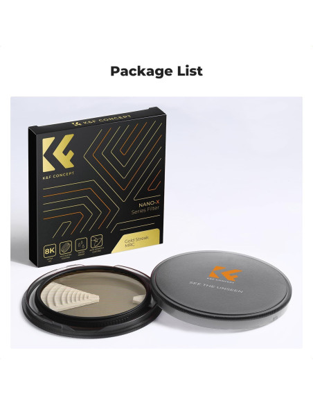 Filtro de lente K&F Concept 77mm efecto rayo dorado Filtro de lente K&F Concept 77mm efecto rayo dorado