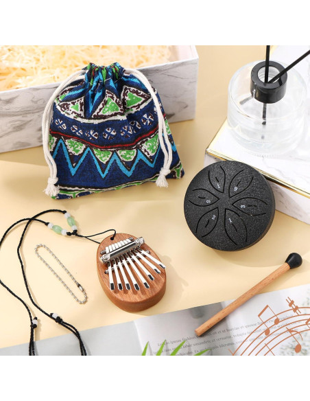 Set Mini Kalimba y Tambor de Acero Maasechs 8 Teclas 6 Notas Set Mini Kalimba y Tambor de Acero Maasechs 8 Teclas 6 Notas