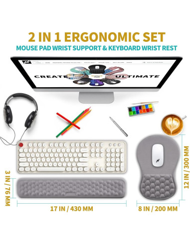 Soporte de Muñeca Ergonómico Hokafenle 2 en 1 Gris