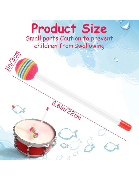 Baquetas de Tambor Redondas 2 Pcs para Niños - Mallet Baquetas de Tambor Redondas 2 Pcs para Niños - Mallet