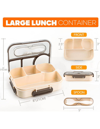 Caja Bento EASYFUN 1000ml 4 Compartimentos Apta Microondas