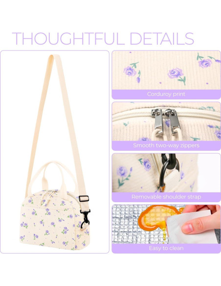 Bolsa de Almuerzo WOBAGMEN Floral Aislada 12 oz Bolsa de Almuerzo WOBAGMEN Floral Aislada 12 oz