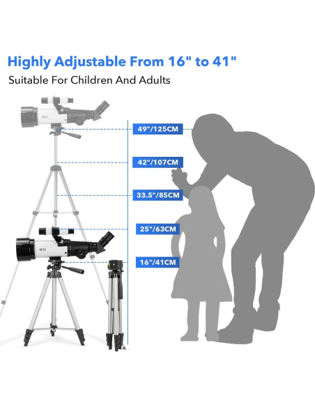 Telescopio HSL Refractor 70mm 400mm para Principiantes Telescopio HSL Refractor 70mm 400mm para Principiantes