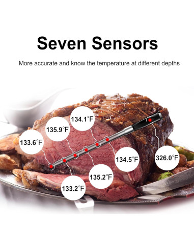 Termómetro de Carne Inalámbrico WiFi BBQOVN Negro
