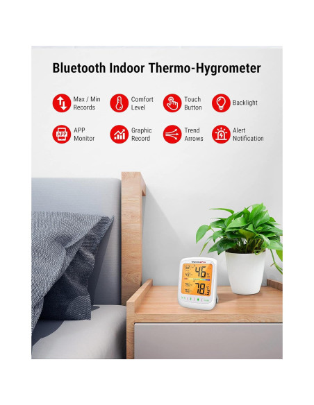 Termómetro Higrómetro Bluetooth ThermoPro TP-359-2, 79.83m Termómetro Higrómetro Bluetooth ThermoPro TP-359-2, 79.83m