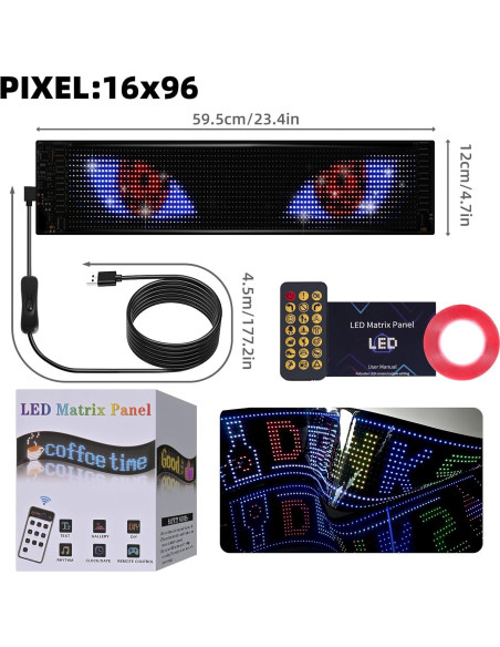 Cartel LED Programable Eachbid 59.4x11.9 cm USB Control APP Cartel LED Programable Eachbid 59.4x11.9 cm USB Control APP