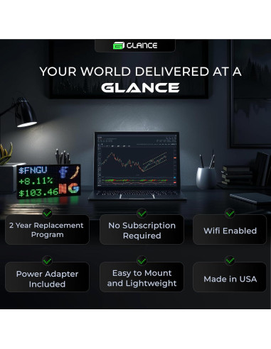 Glance LED Ticker - Pantalla LED 20x10 cm para deportes y clima