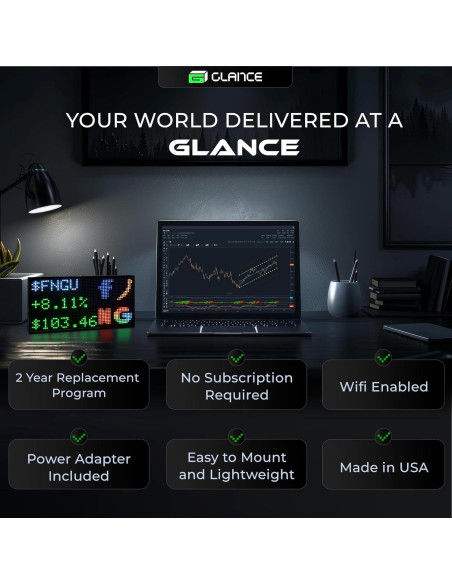 Glance LED Ticker - Pantalla LED 20x10 cm para deportes y clima Glance LED Ticker - Pantalla LED 20x10 cm para deportes y clima
