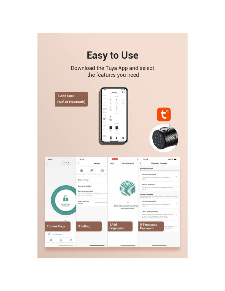 Perilla de Puerta Inteligente Buoan con Huella Dactilar y Teclado