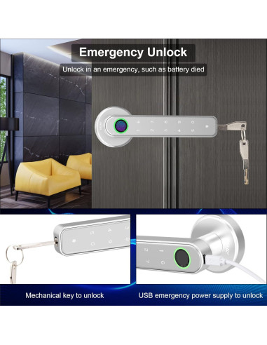 Cerradura Inteligente ERAY E196 con Huella Dactilar Plata