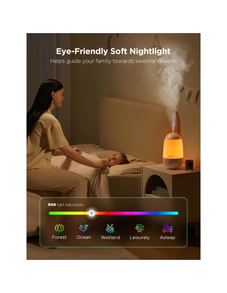 Humidificador Inteligente GoveeLife 2.2L con Control APP y Luz Nocturna Humidificador Inteligente GoveeLife 2.2L con Control APP y Luz Nocturna