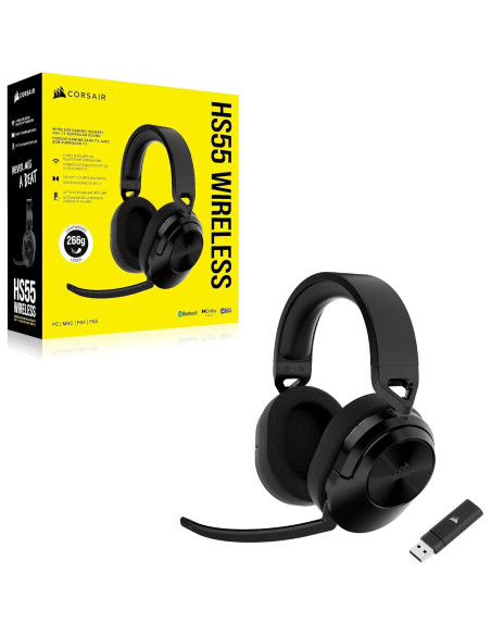 Auricular Gaming Corsair HS55 Wireless 50mm Bluetooth Negro Auricular Gaming Corsair HS55 Wireless 50mm Bluetooth Negro