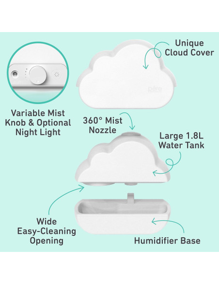 Humidificador Ultrasonico PureBaby Cloud 1.8L Silencioso Humidificador Ultrasonico PureBaby Cloud 1.8L Silencioso