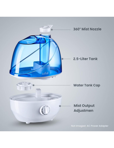 Humidificador Ultrasónico Bontill 2.5L Silencioso para Dormitorio Humidificador Ultrasónico Bontill 2.5L Silencioso para Dormitorio