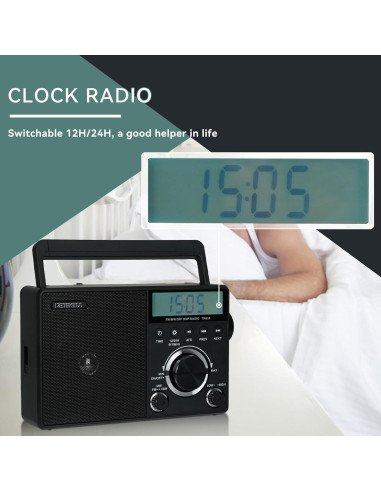 Radio Portátil Retekess TR604 AM FM Onda Corta con Pantalla LCD