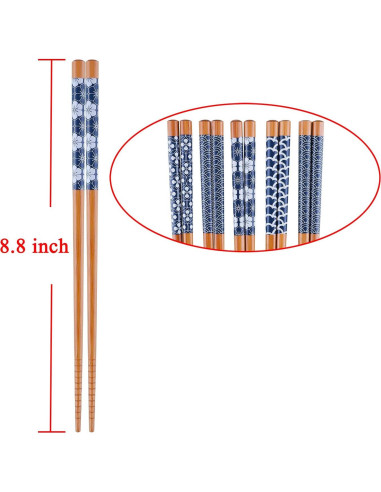 Palillos de Bambú Antner 22.5cm Reutilizables Estilo Japonés