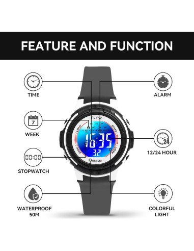 Reloj Digital Impermeable para Niños TixYolo 50M 7 Colores