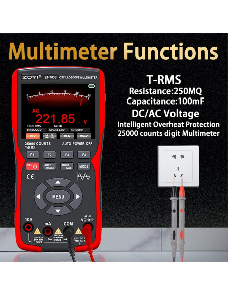 Multímetro Digital ZOYI ZT-703S 50MHz Pantalla TFT 3.5" Multímetro Digital ZOYI ZT-703S 50MHz Pantalla TFT 3.5"