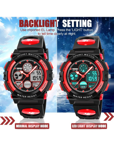 Reloj Digital Deportivo Impermeable Dodosky para Niños Rojo