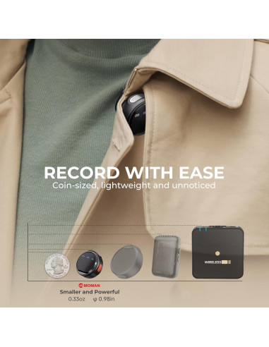 Micrófono Lavalier Inalámbrico Moman MP-BMC1AC-BK para iPhone/Android