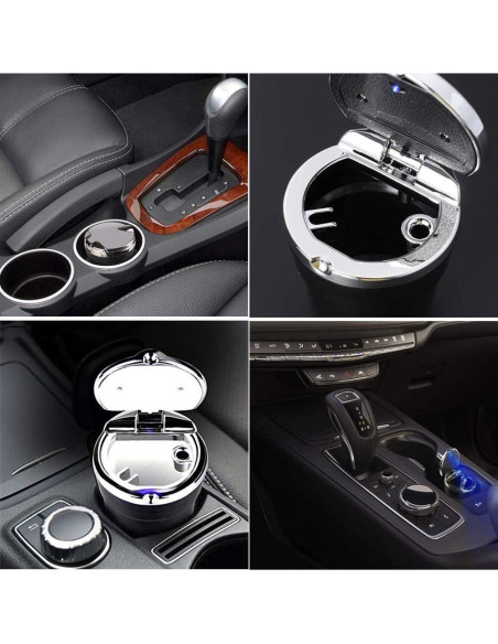 Cenicero para Auto AISIBO con Luz LED y Tapa Negro Cenicero para Auto AISIBO con Luz LED y Tapa Negro