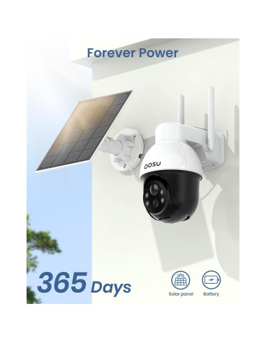 Cámara de Seguridad Solar AOSU 2K 360 Inalámbrica Exterior