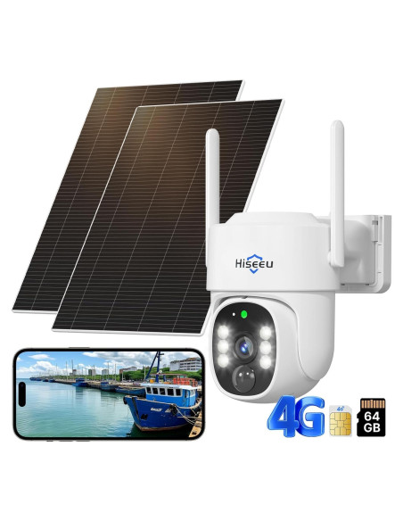 Cámara de Seguridad 4G Hiseeu Solar Exterior 2K HD Cámara de Seguridad 4G Hiseeu Solar Exterior 2K HD