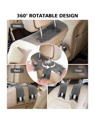 Ganchos para Reposacabezas MOBIKEY 4 Piezas Metal Gris