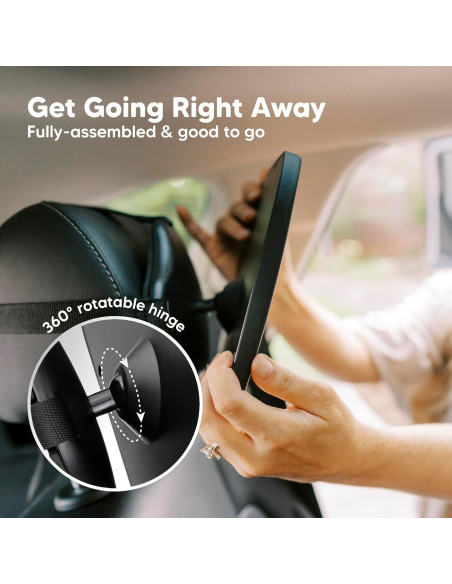 Espejo de Coche para Bebés KeaBabies Grande 360 Negro Espejo de Coche para Bebés KeaBabies Grande 360 Negro