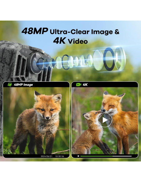 Cámara de sendero DEATTI 48MP 4K WiFi Bluetooth con 8 baterías Cámara de sendero DEATTI 48MP 4K WiFi Bluetooth con 8 baterías