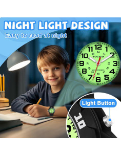 Reloj Analógico SOCICO para Niños Impermeable con Luz 2