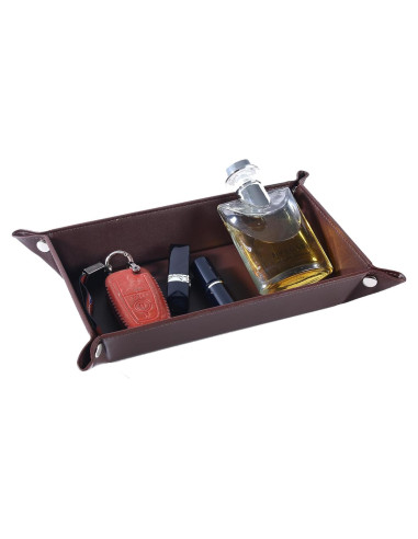 Bandeja de Valet de Cuero Sintético LISRSC Marrón 32x21 cm