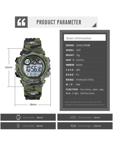 Reloj Digital Deportivo CakCity para Niños 5-10 Años Impermeable
