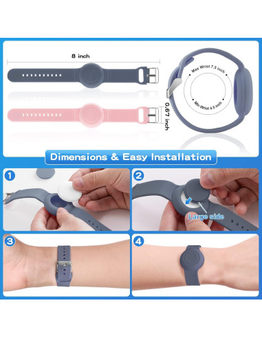 Pulsera Impermeable AGMZ para AirTag Niños 2 Piezas