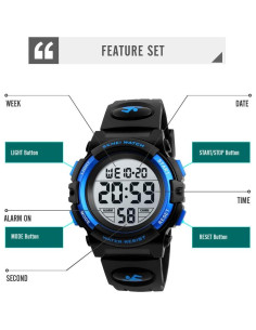 Reloj Digital Deportivo FIZILI para Niños Azul Impermeable 50M 2
