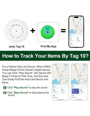 Localizador de Llaves xiwxi Tag-10 Bluetooth Impermeable
