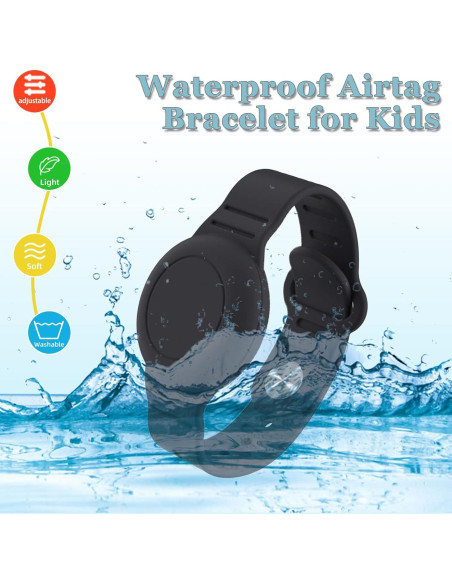 Pulsera Impermeable Tyanuzz para Niños con AirTag Negro Pulsera Impermeable Tyanuzz para Niños con AirTag Negro