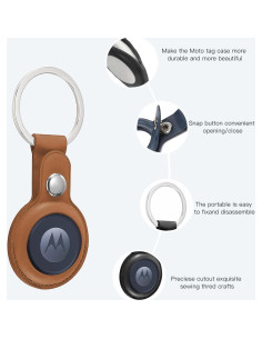 Funda de cuero para Moto Tag con llavero - Marrón 2