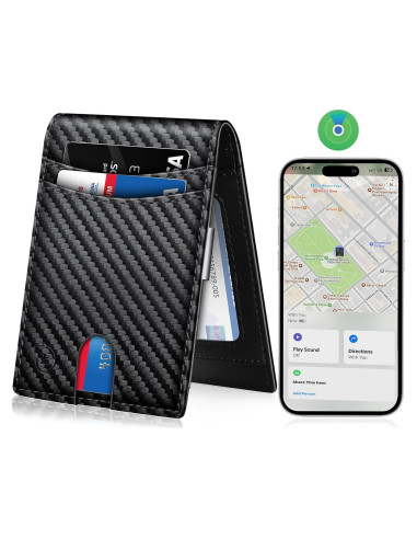 Cartera Slim AI TRACKTAG con Rastreador Find My iOS Negro