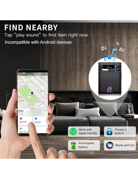 Cartera Slim AI TRACKTAG con Rastreador Find My iOS Negro Cartera Slim AI TRACKTAG con Rastreador Find My iOS Negro
