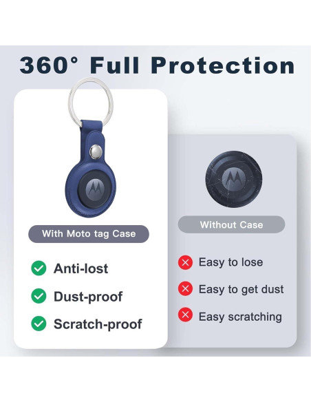 Funda de cuero para Moto Tag con llavero - Azul Funda de cuero para Moto Tag con llavero - Azul