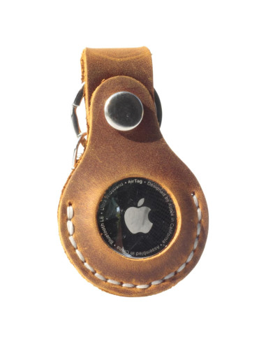 Funda de Cuero para Airtag Camel - Llavero Genuino
